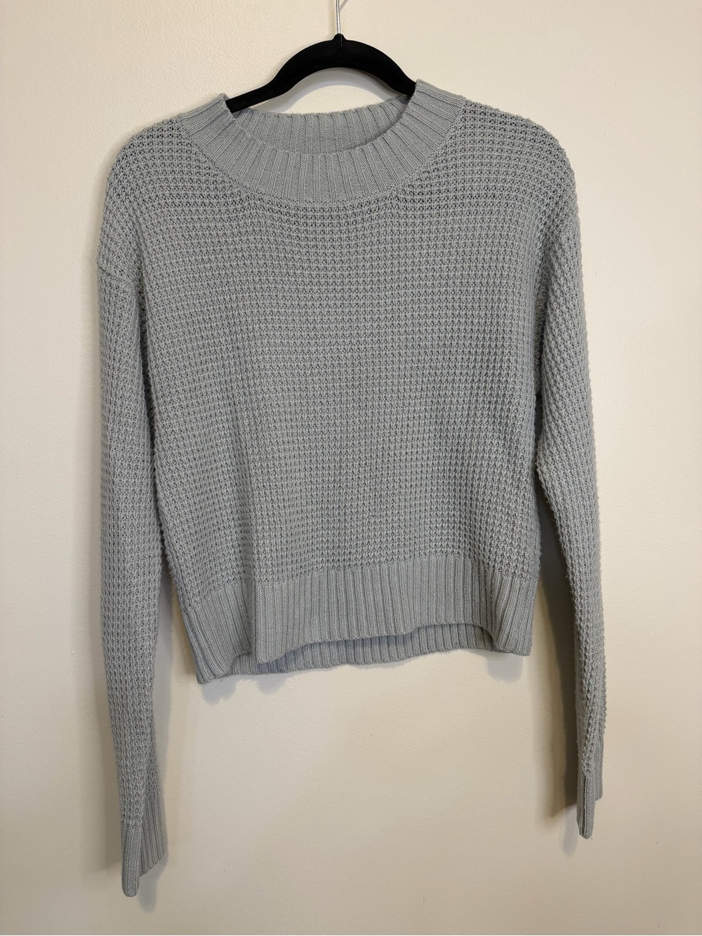 Lulu's Light Gray Waffle Knit Crewneck Sweater